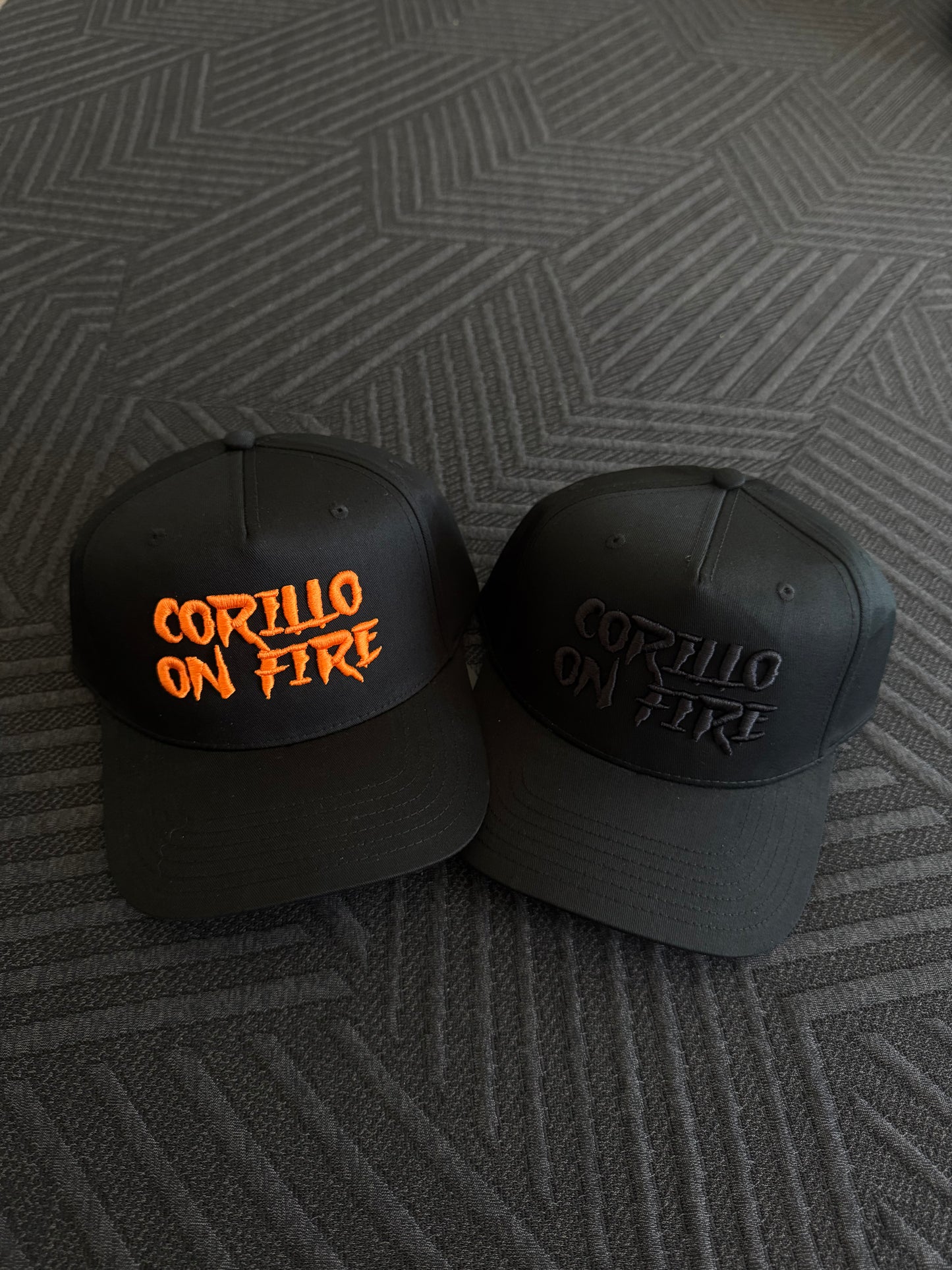 "Corillo on Fire" caps black