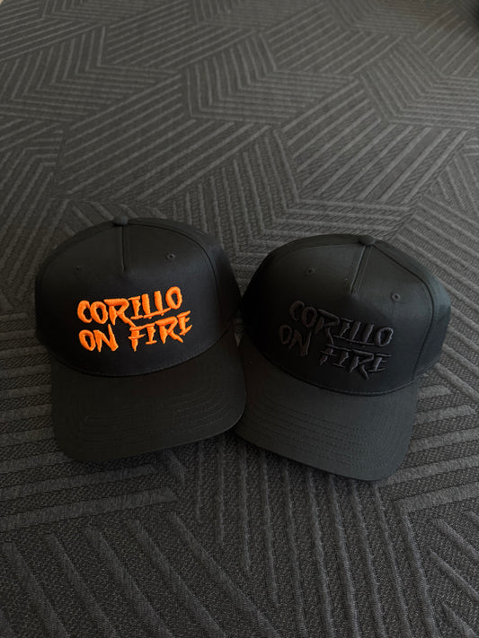 "Corillo on Fire" caps black